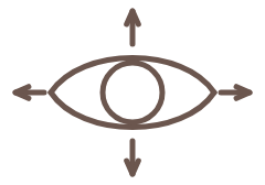 目の横幅と縦幅がともに広がることを矢印で示した図