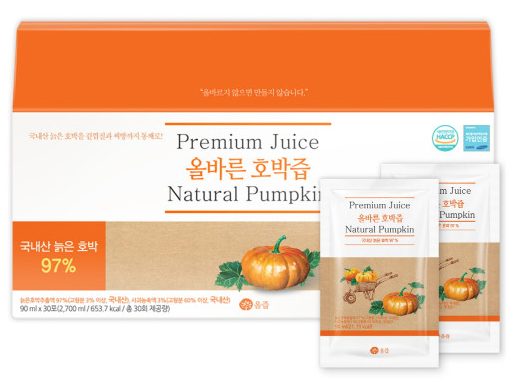 กล่องและซองน้ำฟักทอง Olbareun Premium Juice Natural Pumpkin