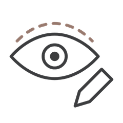 Icon illustrating the design of a double eyelid line above the eye