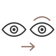 Icon of a monolid eye changing into an eye with a double eyelid line