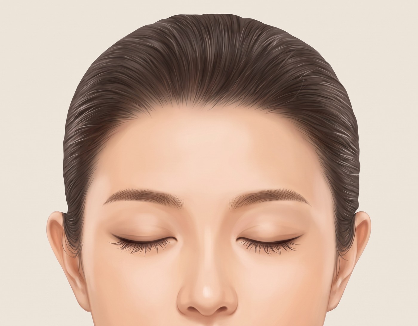 ภาพประกอบหน้าผากด้านหน้าแสดงขอบเขตการแยกชั้นเนื้อเยื่อเฉพาะบริเวณหน้าผาก