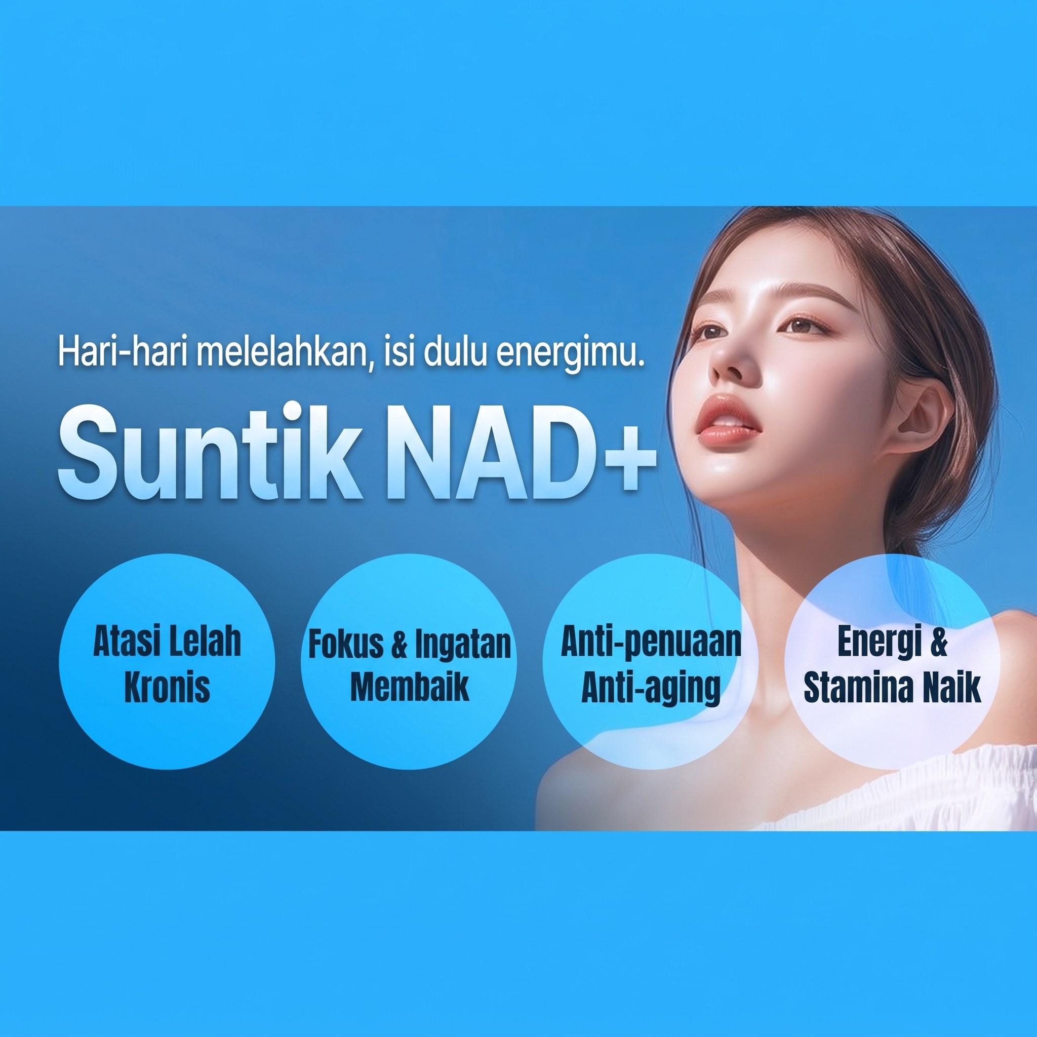 Healing Line Four Seasons Suntik NAD+ — Pemulihan kelelahan kronis | Meredakan penurunan konsentrasi dan daya ingat | Anti-penuaan | Peningkatan energi dan stamina