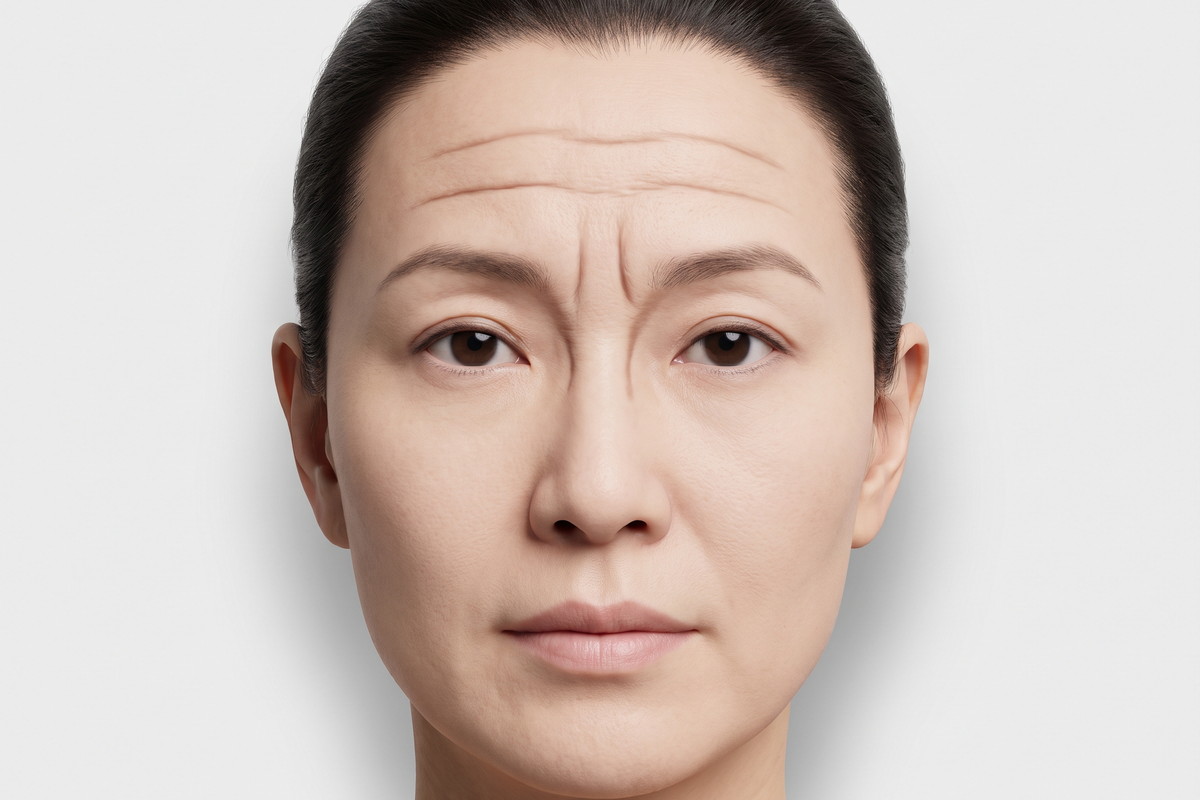 横贯额头的粗横纹和眉间深陷的竖纹