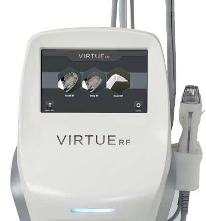 เครื่อง Virtue RF และหัวจับ — หน้าจอแสดงโลโก้ VIRTUE RF