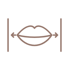Line illustration of the lips stretching between left and right limit lines