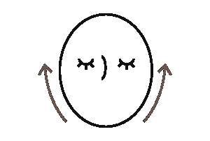 顔の両側に上向きの矢印を描いた線画イラスト