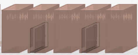 Пять бирюзовых столбцов одинаковой высоты, обозначающих радиочастотные импульсы